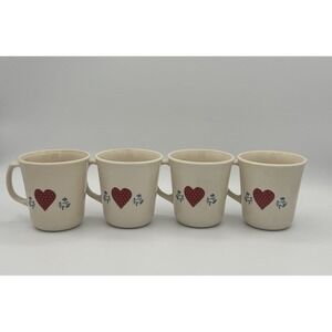 Vintage Corelle Hometown Country House Heart Set‎ of 4 Mugs Cups Corning USA